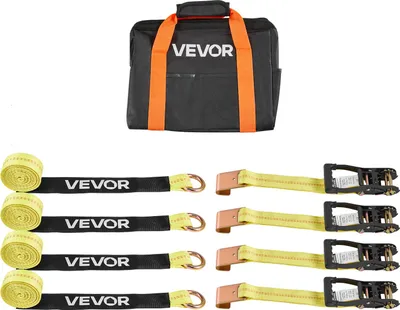 Obrázok produktu pre VEVOR napínací pás na kolesá (50,8 x 3048 mm) s plochým hákom a pevnosťou v ťahu 4540 kg a nosnosťou 1512 kg, napínací pás na kolesá motocyklov, pás na pneumatiky pre SUV prívesy žltý