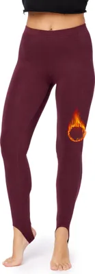 Produktbild von Bellivalini Damen Thermo Leggings Gefüttert mit Fußschlaufe für Winter Warme Apre Ski BLV50-321 (Weinrot, M)