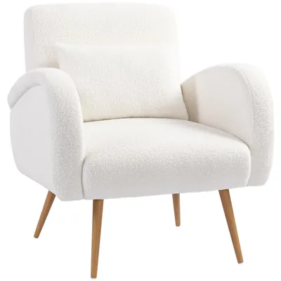 Produktbild von HOMCOM Sessel gepolsterter Loungesessel mit Armlehnen, Lendenkissen, Metallbeine