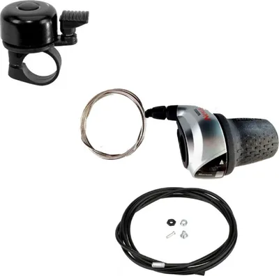 Produktbild von Shimano Drehgriffschalter NEXUS 8-Gang SL-C6000 silber inkl. Fahrradklingel