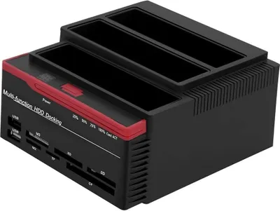 Produktbild von USB3.0 SATA/IDE Universal HDD Reader 2,5/3,5 Zoll Dual Slot Docking Station HDD Docking Station HUB Reader für Windows 2000/XP/Vista/Win7/8/Linux (EU)