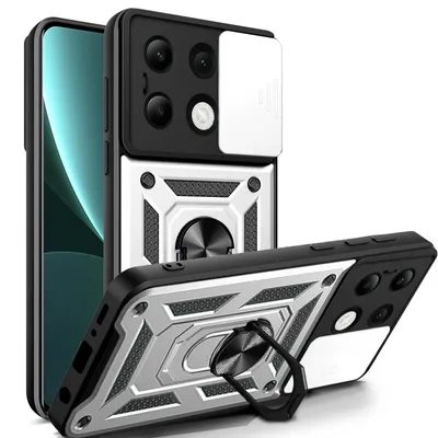 Produktbild von Outdoor Panzer Hülle Xiaomi Redmi Note 13 4G Handyhülle Kameraschutz Ringhalter  Silber