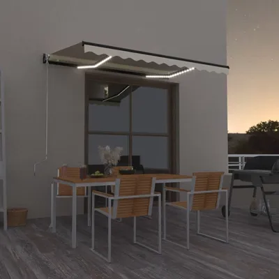 Immagine prodotto di Maison Exclusive - Tenda da sole retrattile manualmente con LED 350x250 cm color crema