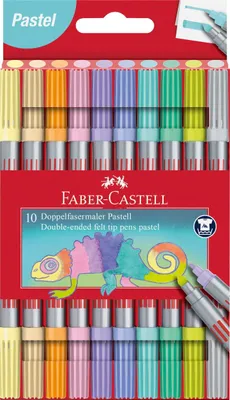 Produktbild von Faber-Castell Filzstifte Set Pastell, 10 Doppelfasermaler für Kinder und Erwachsene
