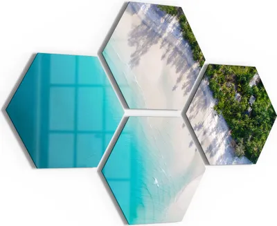 Produktbild von DEQORI Glasbilder 4-tlg 100x70 cm 'Paradies von oben' Wandbilder XXL groß