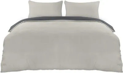 Zdjęcie produktu dla Zestaw pościeli z mikrofibry Ibzoa® – komplet pościelowy 200 x 200 cm, zawierający poszewkę na kołdrę oraz 2 poszewki na poduszki 50 x 75 cm, kolor: ciemnoszary/jasnoszary, łatwa w pielęgnacji, zapinana na zamek błyskawiczny