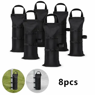 Produktbild von 8er-Set Pavillon-Gewichtssäcke, 46 × 23 cm, je bis 10 kg befüllbar, mit Befestigungsbändern, für Zelt, Sonnenschirm und Trampolin
