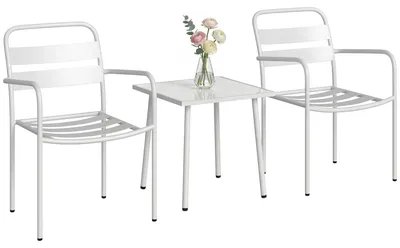 Produktbild von Bistroset - 3-teiliges Gartenmöbel-Set - Metall - Pulverbeschichtet - 2 Sitzplätze - Weiß