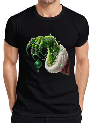 Immagine prodotto di Grinch Mano di Natale Guaio di Natale Albero di Natale - Natale Xmas Maglietta da uomo, Nero, XL