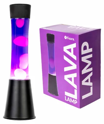 Produktbild von Fisura - Lila Lavalampe. Schwarzer Sockel, lila Flüssigkeit und weiße Lava. Lamp
