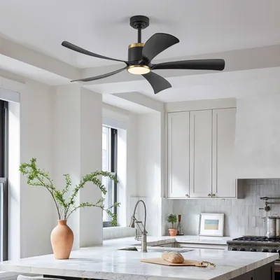 Immagine prodotto di Ventilatore da soffitto AIORBER con luce, 132 cm, silenzioso, LED dimmerabile 3000K-6000K, 6 velocità, telecomando, funzione reversibile, ventilatore moderno, nero e oro