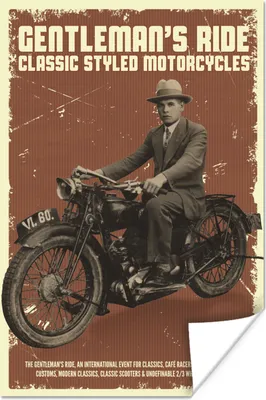 Produktbild von MuchoWow® Poster Mancave - Motor - Vintage - Rauchen 40x60 cm - Plakate für die Wand - Poster Babyzimmer