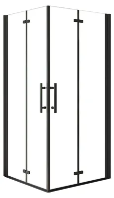 Produktbild von Duschspa Eckdusche 80x80x185cm Schwarz Falttür Duschkabinen 6mm NANO ESG-glas Pendeltür Duschtür