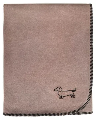 Produktbild von Eagle Products Decke POLDI, 100x160 cm, nutria (Flockdruck Dackel und Kammstich schwarz)