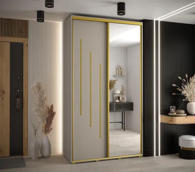 Produktbild von Kleiderschrank INDIRA 9 - 130/60 cm, Kaschmir/Gold