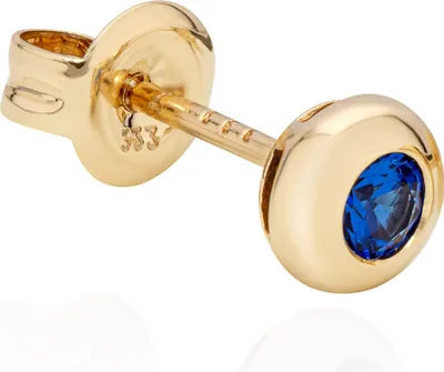 Produktbild von Einzel Ohrstecker 5mm rund 333 Gelb Gold glanz Zirkonia blau Damen Ohrring