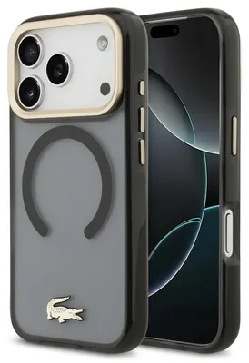 Obrázok produktu pre Lacoste PC/TPU matný kryt so zlatým logom MagSafe pre iPhone 17 Pro čierny (LCHMP17LUFWAK)