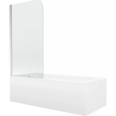 Obrázok produktu pre Mexen Cubik obdĺžniková vaňa 160 x 70 cm s obkladom a 1-krídlovou sprchovou zástenou 80 cm, transparentnéné, chrómová