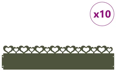 Image de vidaXL Bordure de pelouse 10 pcs vert olive 103 x 0,05 x 22 cm acier