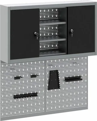 Image de vidaXL Ensemble d'armoires à outils 3 pièces Noir Acier thermolaqué