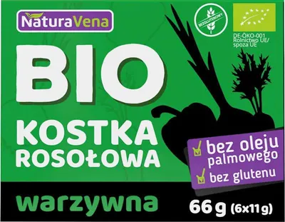 BULION - KOSTKI WARZYWNE BEZGLUTENOWE BIO (6 x 11 g) 66 g - NATURAVENA