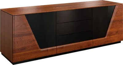 Produktbild von Kommode "Medulin" 02, Farbe: Walnuss / Schwarz, teilmassiv - Abmessungen: 62 x 182 x 50 cm (H x B x T)