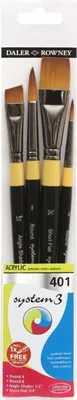 Produktbild von Daler Rowney System3 Acrylic Brush Synthetic Pinselset 4 Stck