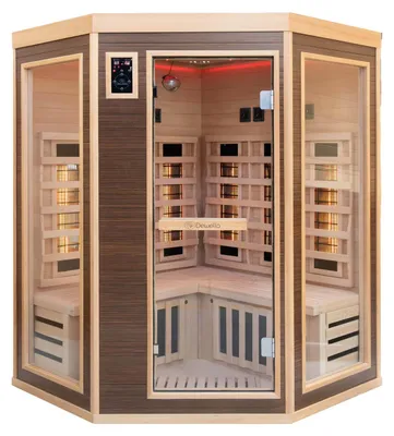 Produktbild von Dewello® Infrarotkabine Infrarotsauna MONTREAL 140cm x 140cm inkl. 6 Vollspektrumstrahler, 3 Karbonstrahler, Farblicht