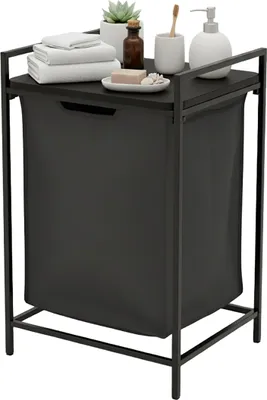 Zdjęcie produktu dla Relaxdays 10052572_46, 65 l, Prostokątny, Żelazo, MDF, Poliester, Czarny, Brak wzorca, 500 mm