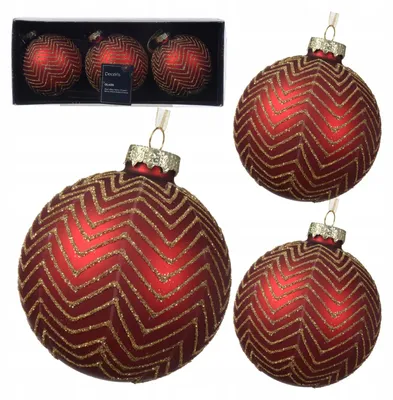Zdjęcie produktu dla Bombki choinkowe czerwone 8 cm 3 sztuki
