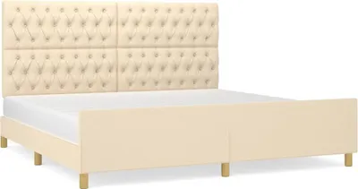 Produktbild von vidaXL Bettgestell mit Kopfteil Creme 200x200 cm Stoff