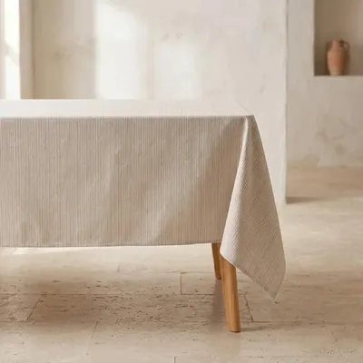 Produktbild von Gamusi ANÉLO Jacquard-Tischdecke 140 x 100 cm – Fleckenabweisende Tischdecke aus Baumwolle mit Streifenmuster – ® – Elegante Tischwäsche