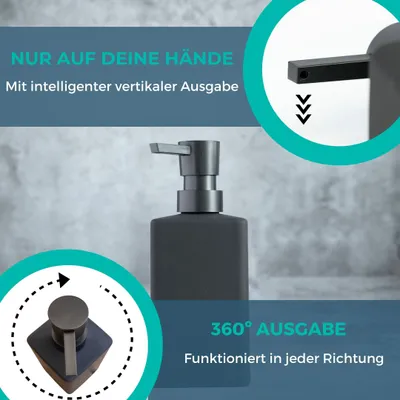 Produktbild von BUDDLEY Seifenspender Mattschwarz, 2er Set Seifenspender, Spülmittelspender, Seifenspender freistehend, Seifenspender Schwarz für Küche & Bad, Seifens