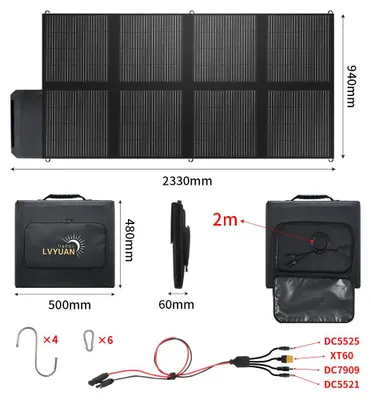 Immagine prodotto di Pannello solare - Pannello fotovoltaico - Pannello pieghevole - Pannello portatile - Caricatore solare - 400W, alta potenza
