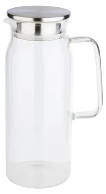 Produktbild von APS 10792 Saft-/Wasserkanne, Glas/Edelstahl, 1,5 Liter, Ø 10 cm, Höhe 26 cm