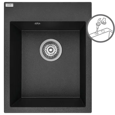 Productafbeelding van Laveo MONCHICHI SBO_710Y, granieten spoelbak, zwart
