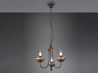 Produktbild von Pendellampe 3 flammig Schwarz / Gold Kronleuchter