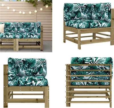 Produktbild von vidaXL Ecksofa mit Kissen Kiefernholz Imprägniert - Ecksofa - Ecksofas - Gartensofa - Outdoor Sofa