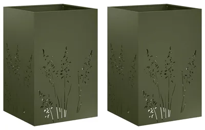 Produktbild von vidaXL Garten-Pflanzgefäß 2 Stk. Olivgrün 50 x 50 x 75 cm
