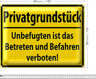 Produktbild von Blechschild Warnschild 40x30cm Privatgrundstück