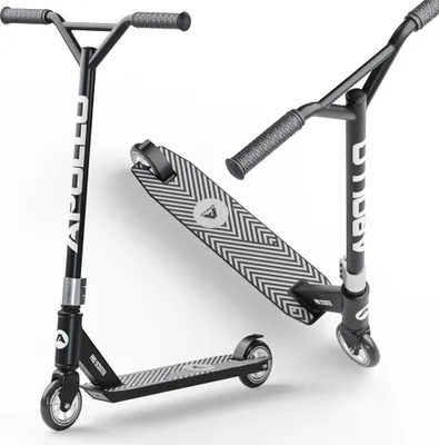 Produktbild von Apollo Stunt Scooter - Genius Pro 4.0 | Robuster Kinder Scooter mit ABEC 9 Kugellager | Trick Roller, Tretroller, Starker Stuntroller | Top Stunt Scooter Kinder ab 6 Jahre | perfekt auch als Cityroller - Schwarz/Silber