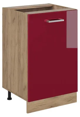 Obrázok produktu pre Kuchynská spodná skrinka Vicco R-Line Červený vysoký lesk/Dub Goldkraft 50 cm bez pracovnej dosky, Model 70393