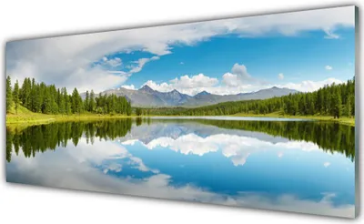 Produktbild von Acrylglasbilder 125x50 Wandbild Druck Wald See Landschaft
