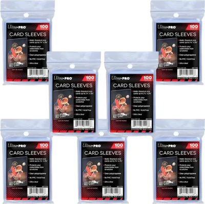 Produktbild von 7 x 100 Ultra Pro Soft Sleeves - insgesamt 700 UP Pro Hüllen - Geeignet für alle Sammelkartenspiele + Heartforcards® Versandschutz