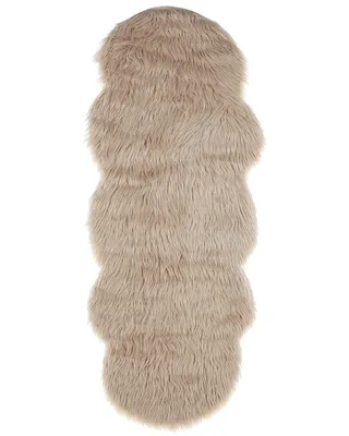 Produktbild von BELIANI Kunstschaffell Teppich Sandbeige 60 x 180 cm Hochflor Fellform Pelzimitat Bettvorleger Überwurf für Sofa Sessel Stühle Modern