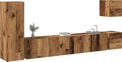 Immagine prodotto di Maison Exclusive - Set di 5 mobili TV da fissare alla parete Effetto legno antico Materiale ligneo