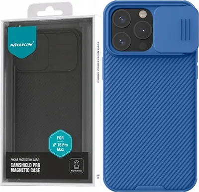 Zdjęcie produktu dla Pancerne Etui Nillkin Camshield Pro Magnetic Case Do Iphone 15 Pro Max Z Osłoną Na Aparat - Niebieskie