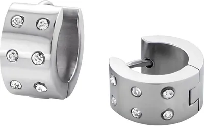 Produktbild von 316L Chirurgenstahl Klappcreolen Ohrringe 13mm mit Kristallen