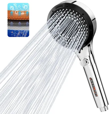 Obrázok produktu pre Sprchová hlavica 120 mm, strieborná, 6 prúdov, úsporná, pre kúpeľňu