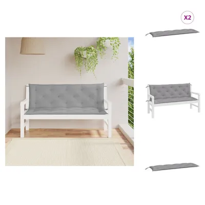Produktbild von vidaXL Gartenbank-Auflagen 2 Stk. Grau 150x50x7 cm Oxford-Gewebe -  Sitzpolster